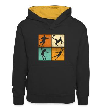 Leidenschaftlich Fußball T-Shirt Fußball-Spieler Vintage - Kinder Kontrast-Hoodie - Schwarz/Gold - Vorne