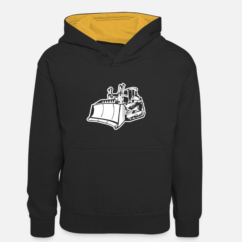 Bulldozer bulldozer diff - Sweat à capuche contrasté Enfant - noir/or