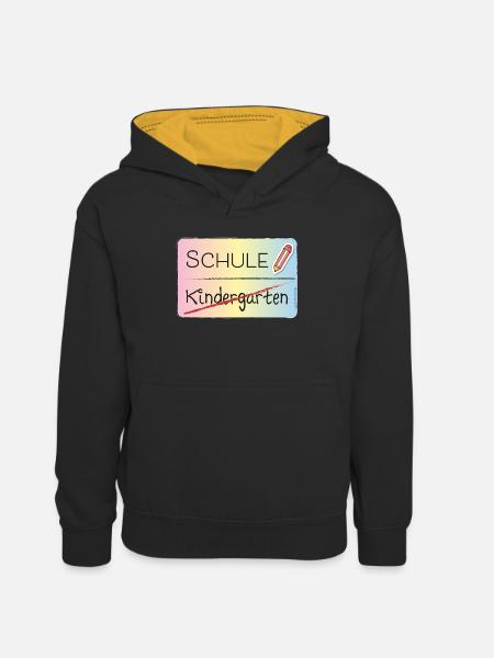 Vom Kindergarten in die Schule - Kinder Kontrast-Hoodie - Schwarz/Gold