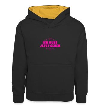 ich hau ab - Kinder Kontrast-Hoodie - Schwarz/Gold - Vorne