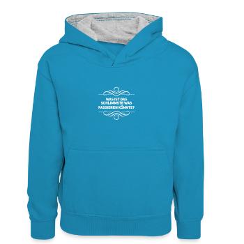 ich bleibe locker - Kinder Kontrast-Hoodie - Pfauenblau/Grau meliert - Vorne