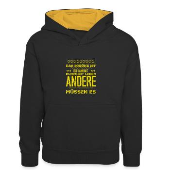 Des gens stupides - Sweat à capuche contrasté Enfant - noir/or - Devant