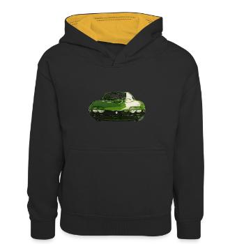 AR MONTREAL Illustration frontat – grün - Kinder Kontrast-Hoodie - Schwarz/Gold - Vorne