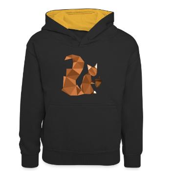 Écureuil triangulaire - Sweat à capuche contrasté Enfant - noir/or - Devant