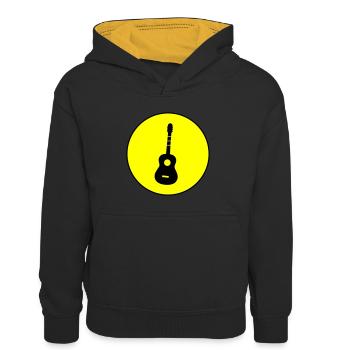 Gitarre Akustik - Kinder Kontrast-Hoodie - Schwarz/Gold - Vorne
