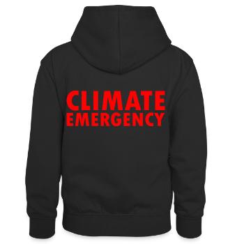 Climate emergency - Kids’ Contrast Hoodie - black/gold - Back