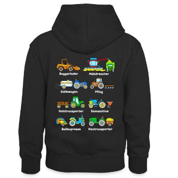 Beliebte Traktoren und Landmaschinen - Kinder Kontrast-Hoodie - Schwarz/Gold - Hinten