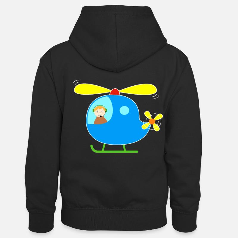 Hélicoptère hélicoptère - Sweat à capuche contrasté Enfant - noir/or