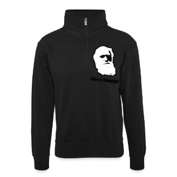 Charles Darwin: Viva La Evolucion! - Unisex Pullover mit Zip-Kragen - Schwarz - Vorne