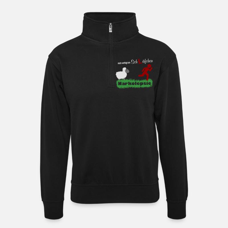 Narkolepsie Schläfchen - Unisex Pullover mit Zip-Kragen - Schwarz