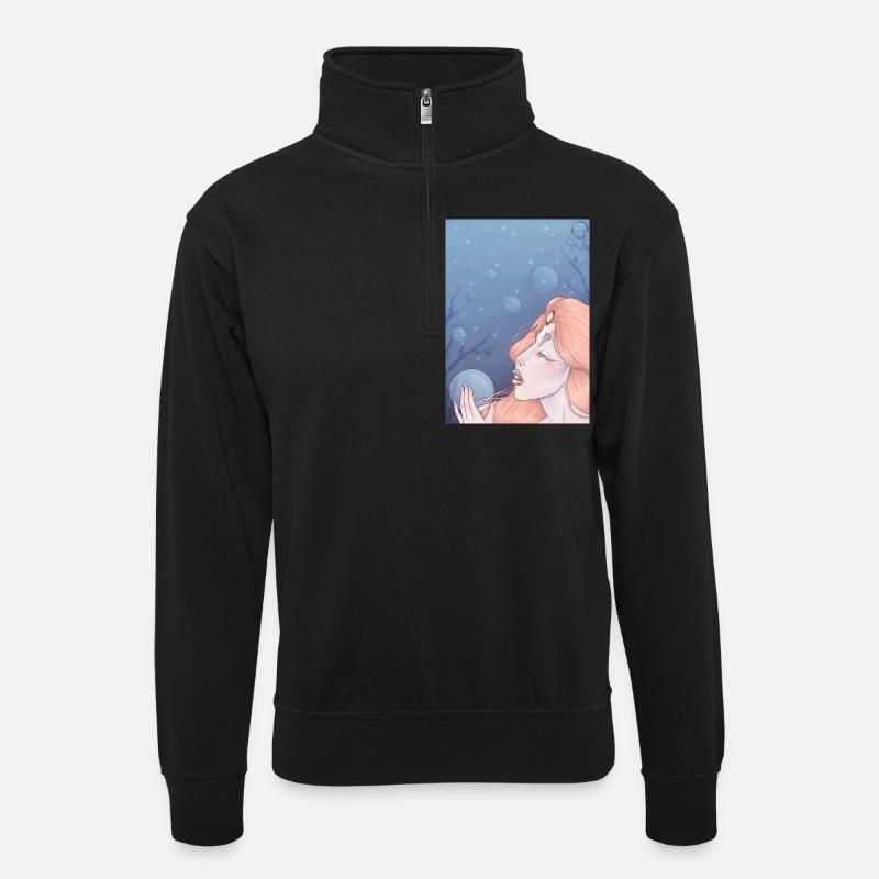 Sirene (Odiana) - Unisex Pullover mit Zip-Kragen - Schwarz