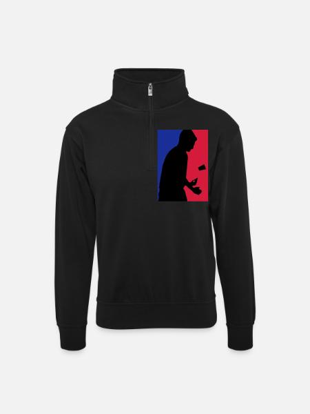 Flip Cup - Unisex Pullover mit Zip-Kragen - Schwarz