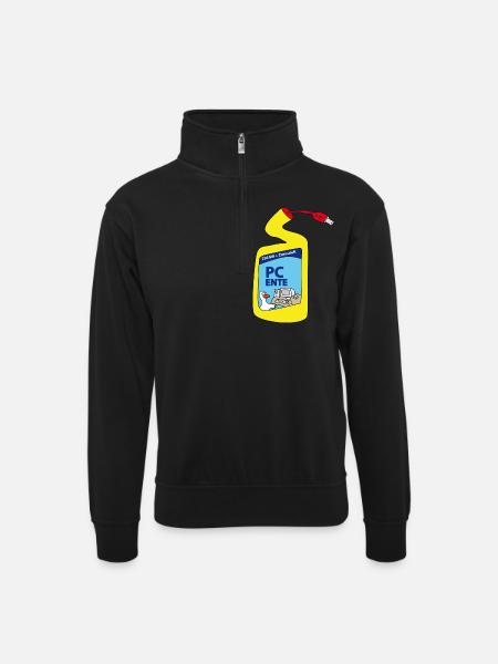 PC Ente - Unisex Pullover mit Zip-Kragen - Schwarz