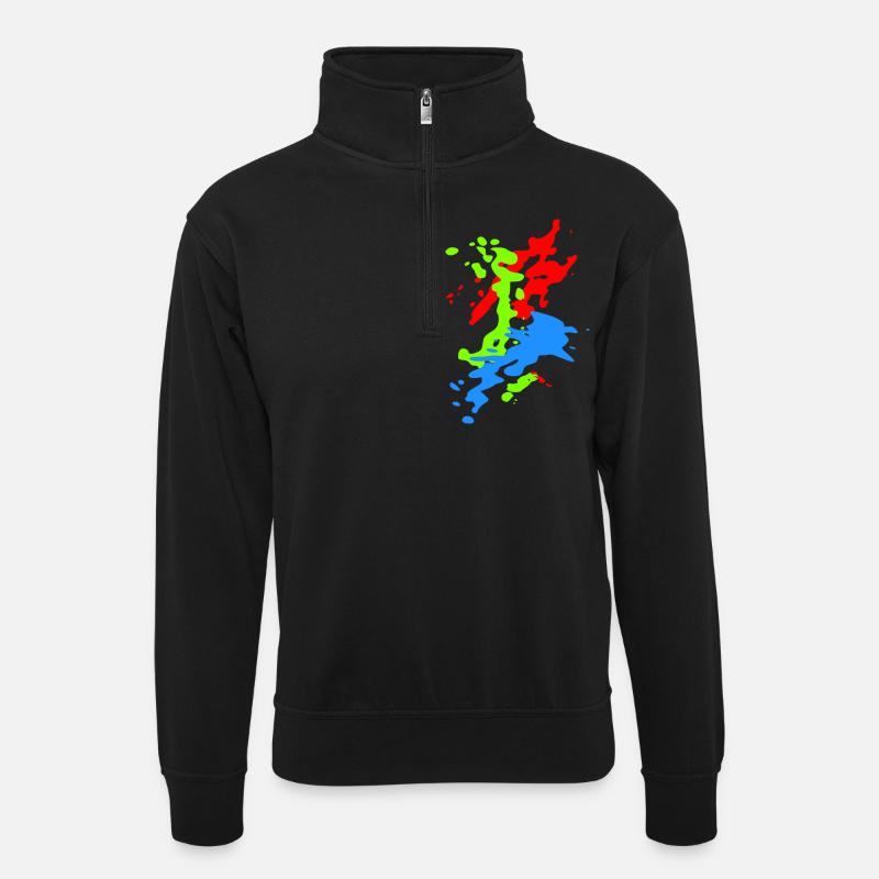 flecken - Unisex Pullover mit Zip-Kragen - Schwarz
