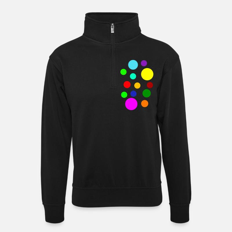 Bunte Punkte - Unisex Pullover mit Zip-Kragen - Schwarz