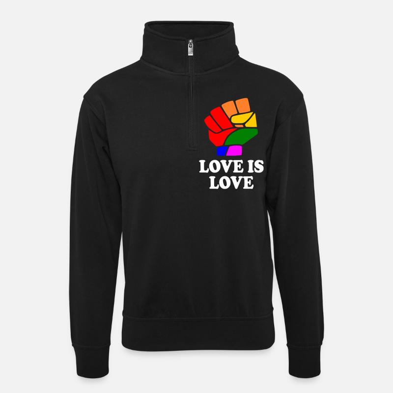 Love is love - Sweat col montant zippé unisexe - noir