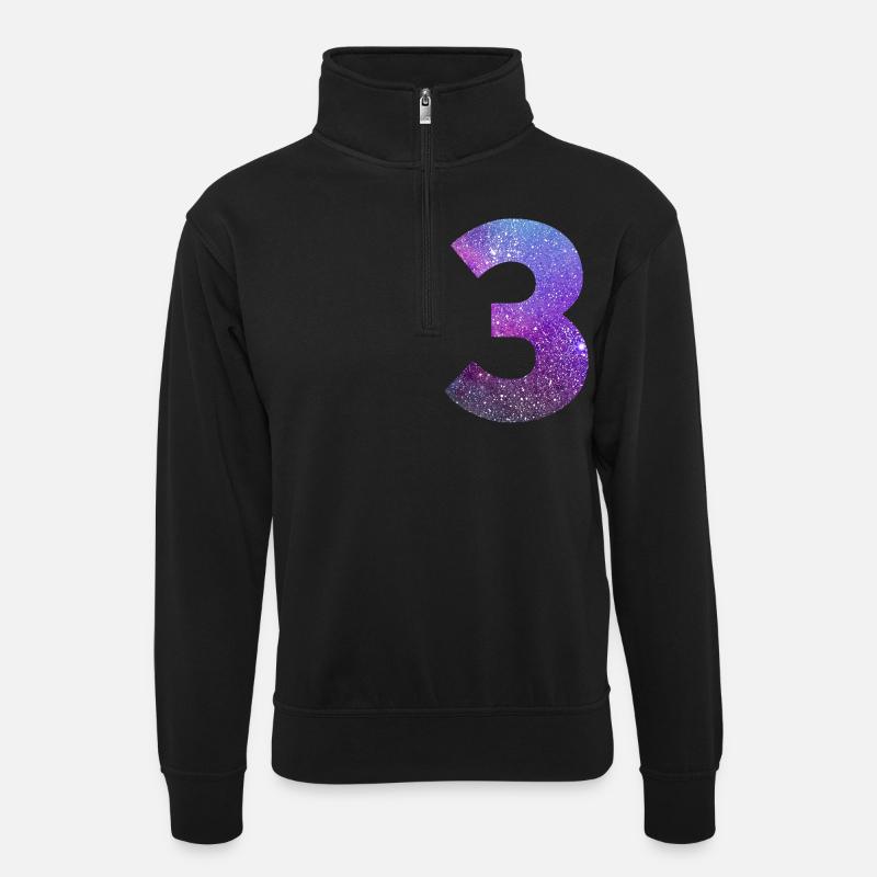 Galaxie Nummer 3 - Unisex Pullover mit Zip-Kragen - Schwarz