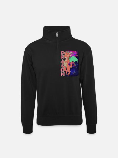 Cute Dragon - Unisex sweater with zip collar - black