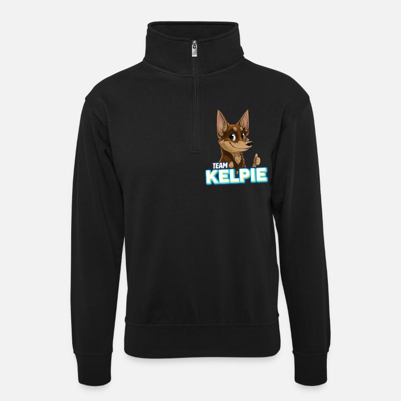 TEAM Kelpie - Chocolate & Tan - Unisex sweater with zip collar - black