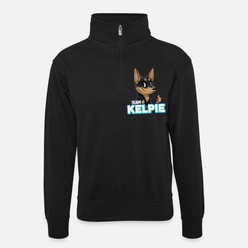 EAM Kelpie - Black & Tan - Unisex sweater with zip collar - black