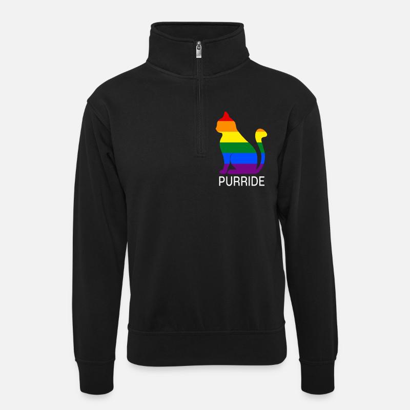 Purride Pride Homoehe Katze LGBT Geschenk - Unisex Pullover mit Zip-Kragen - Schwarz