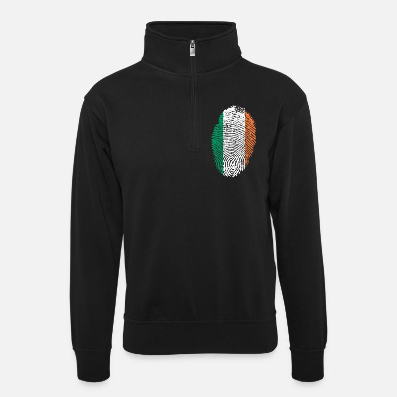 empreintes digitales j'aime Irlande - Sweat col montant zippé unisexe - noir