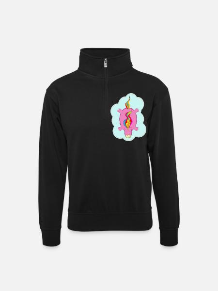 Einhorn - Unisex Pullover mit Zip-Kragen - Schwarz