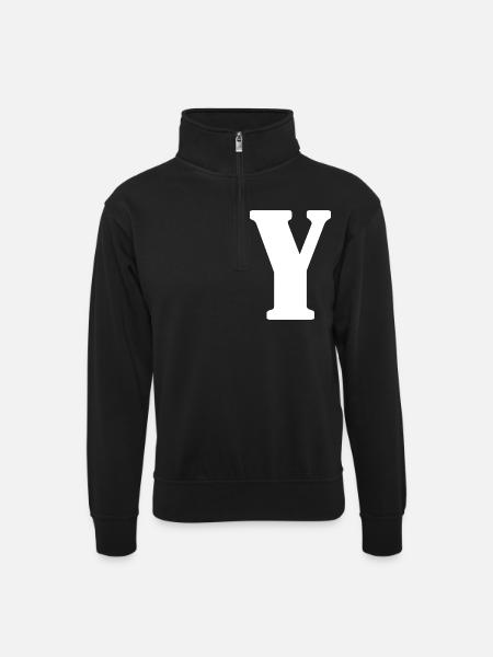 Y - Unisex sweater with zip collar - black