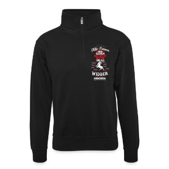 Widder Sternzeichen - Unisex Pullover mit Zip-Kragen - Schwarz - Vorne