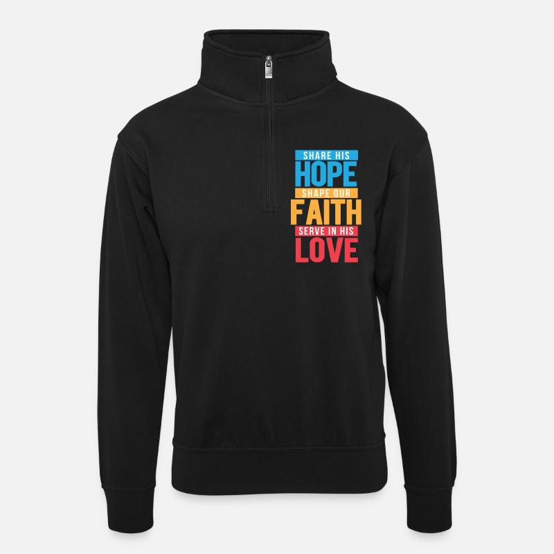Liebe Gott - Unisex Pullover mit Zip-Kragen - Schwarz
