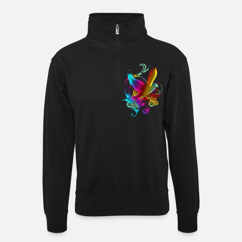 Colombe de la paix - Sweat col montant zippé unisexe - noir