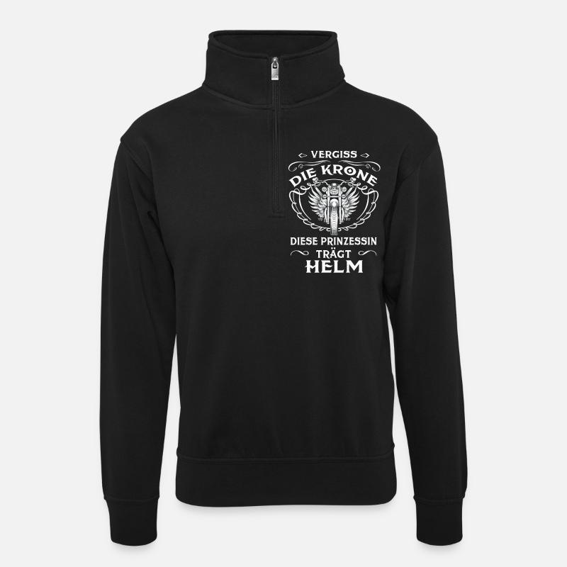 Prinzessin mit Helm - Unisex Pullover mit Zip-Kragen - Schwarz