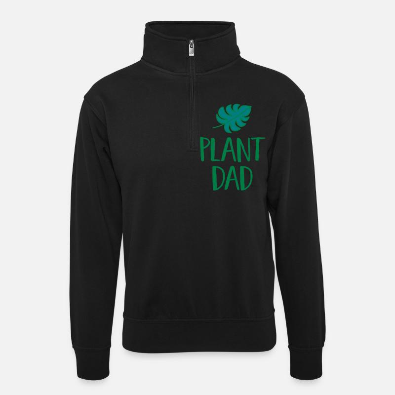 Plant Dad - Unisex Pullover mit Zip-Kragen - Schwarz