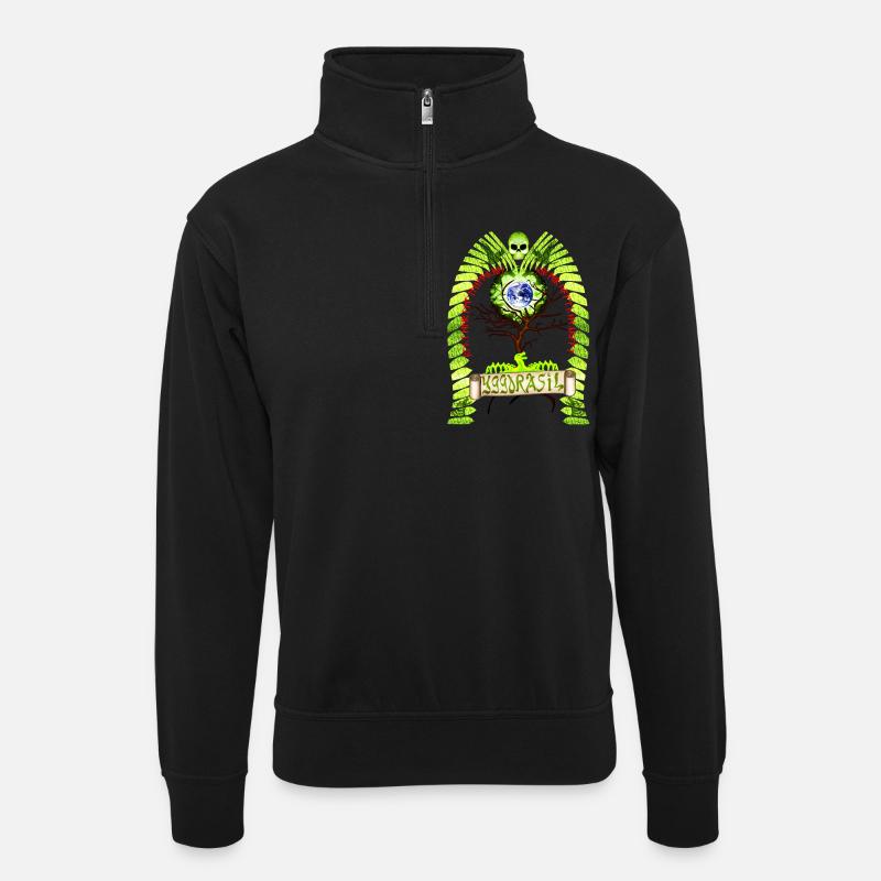 Yggdrasil - Unisex Pullover mit Zip-Kragen - Schwarz
