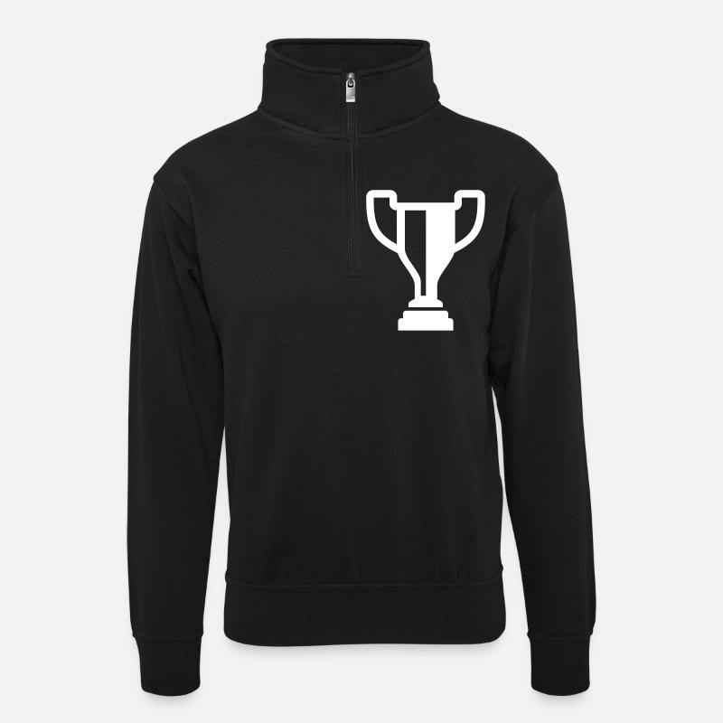 Pokal - Unisex Pullover mit Zip-Kragen - Schwarz