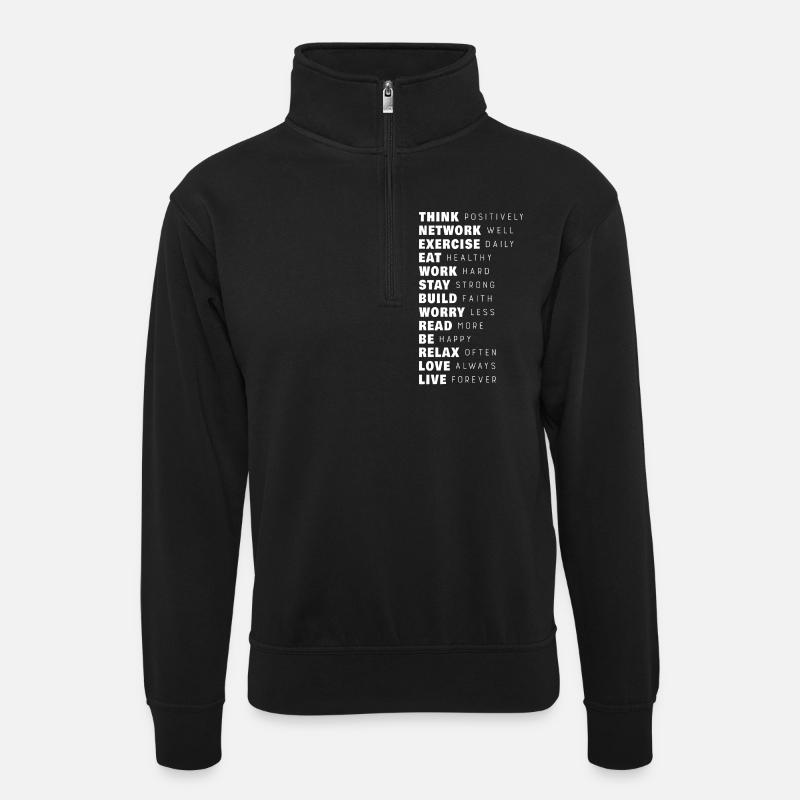 Think Positively - Unisex sweater with zip collar - black