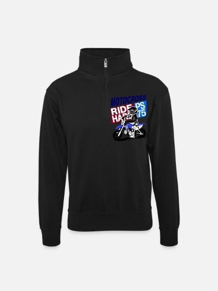 Kinder Motocross - KIDS MX - Unisex Pullover mit Zip-Kragen - Schwarz