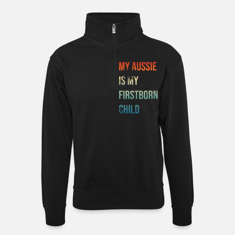 Aussie Firstborn - Unisex Pullover mit Zip-Kragen - Schwarz