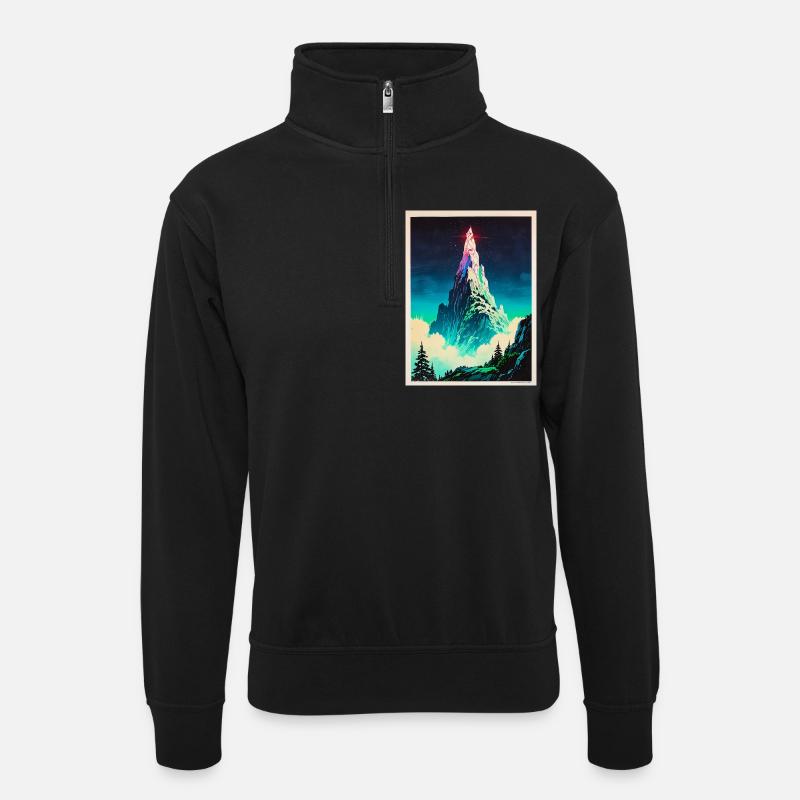 A Beacon Above the Clouds - Unisex sweater with zip collar - black