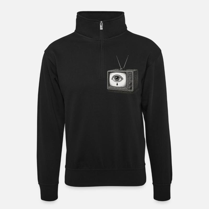 La larme cathodique - Sweat col montant zippé unisexe - noir