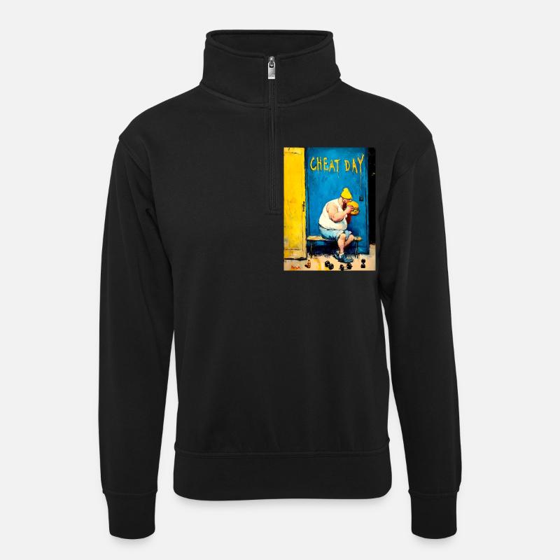 "Cheat Day" by van Gogh - Unisex sweater with zip collar - black