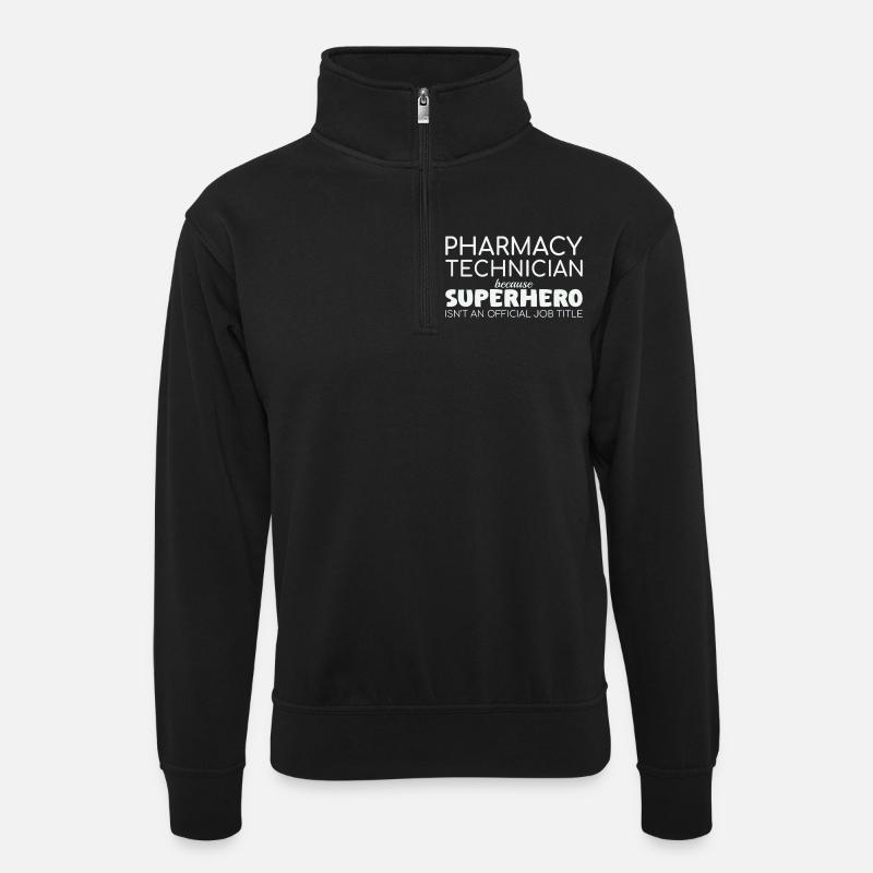 Pharmacy technician Superhero - Unisex Pullover mit Zip-Kragen - Schwarz