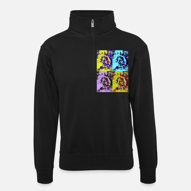 Pop Art Pink - Unisex Pullover mit Zip-Kragen - Schwarz