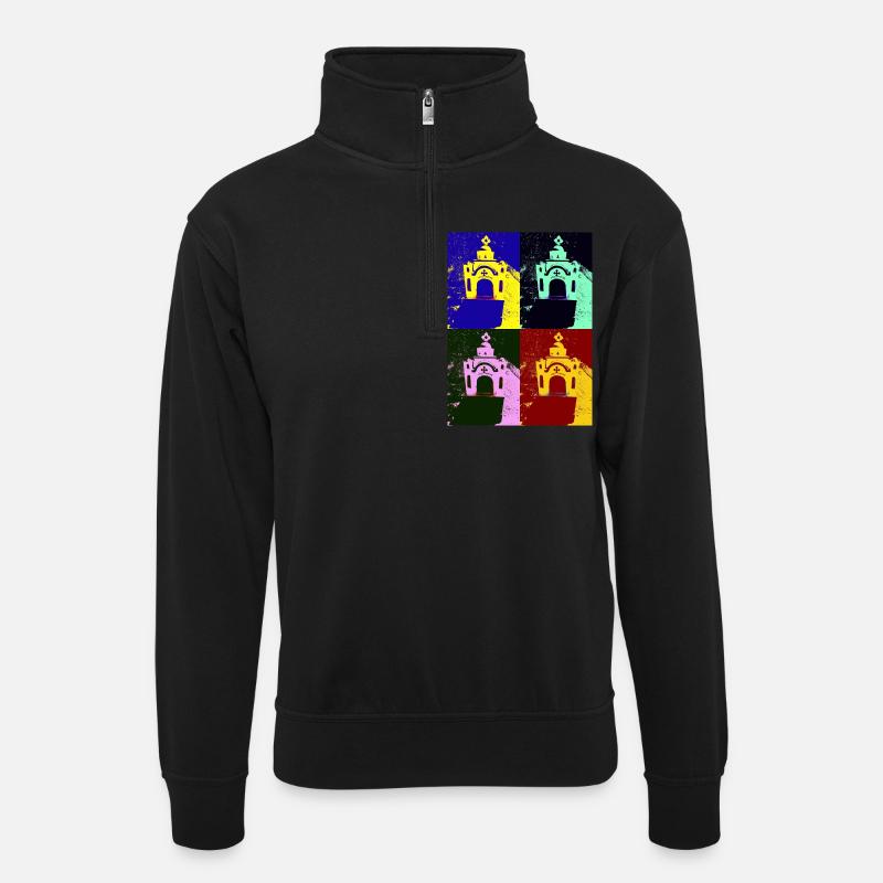 Pop Art Griechenland - Unisex Pullover mit Zip-Kragen - Schwarz