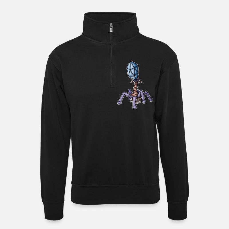 Virus Bacteriophage - Unisex Pullover mit Zip-Kragen - Schwarz