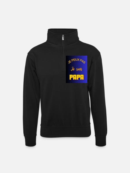 I CAN'T I'M A DAD - Unisex sweater with zip collar - black