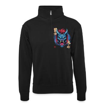 Oni bleu yéti - Sweat col montant zippé unisexe - noir - Devant