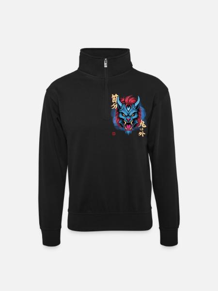 Yeti Blue Oni - Unisex sweater with zip collar - black