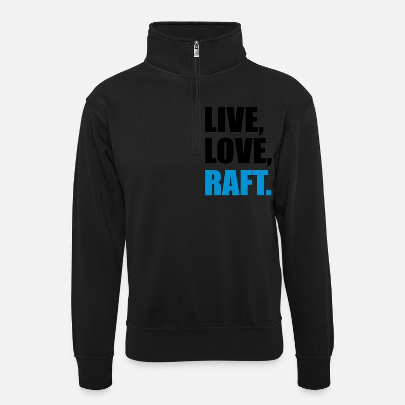 rafting - Unisex sweater with zip collar - black
