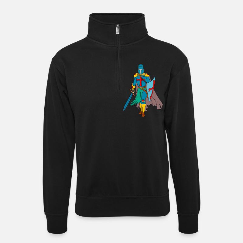 Ritter - Unisex Pullover mit Zip-Kragen - Schwarz